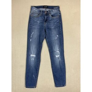 Judy Blue Jeans Womens Junior 3 Blue Relaxed Fit Distressed Stretch Denim Adult